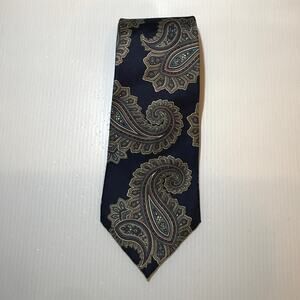 Scott Foster Blue Paisley Silk Classic Wide Men Necktie